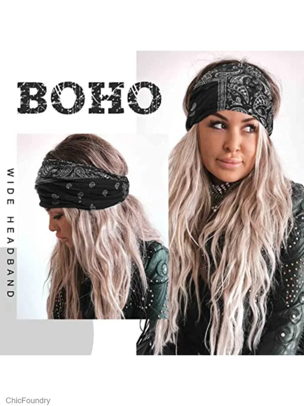 Wide Knotted Turban Headbands for Women Non Slip Yoga Workout Hair Wraps Boho